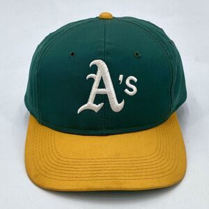 Vintage Oakland A's Snapback Hat Grosscap Youngan Green Yellow Embroidered (H21)